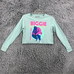 The Notorious B.I.G. Biggie Shirt Womens XS Cropped Long Sleeve Spellout Top